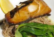 click to zoom image Misoglazed Gindara with Babybak Choy みそ漬けされたギンダラのグリルと日本のおそばのハーモニー。お勧めの一品です(P650)