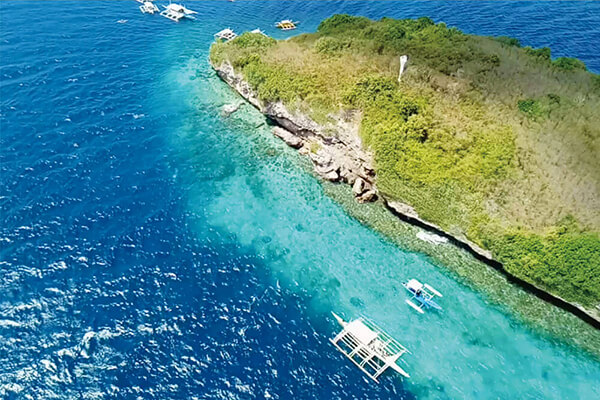 セブ_モアルボアル_ジャイロコプター_空から眺めた島と海